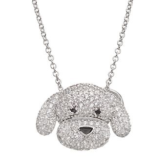 Sophie Miller Cubic Zirconia Sterling Silver Dog Pendant Necklace