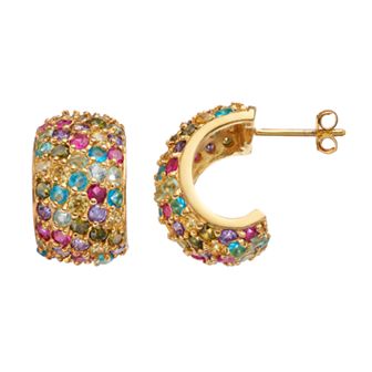 Sophie Miller Cubic Zirconia & Lab-Created Ruby Semi-Hoop Earrings