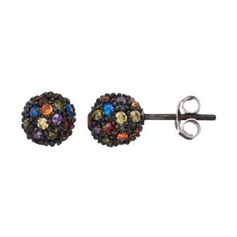 Sophie Miller Cubic Zirconia & Lab-Created Blue Spinel Ball Stud Earrings