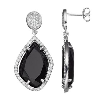 Sophie Miller Sterling Silver Cubic Zirconia Drop Earrings