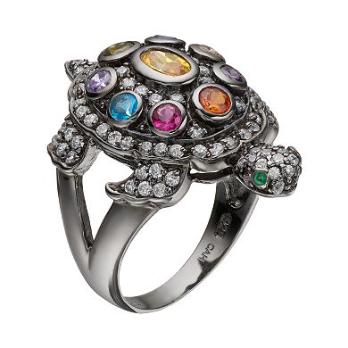 Sophie Miller Sterling Silver Gemstone Turtle Ring