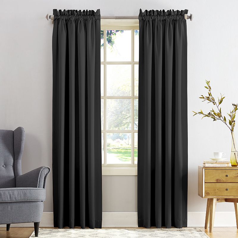 54"x108" Sun Zero Room Darkening Seymour Rod Pocket Curtain Panel Black