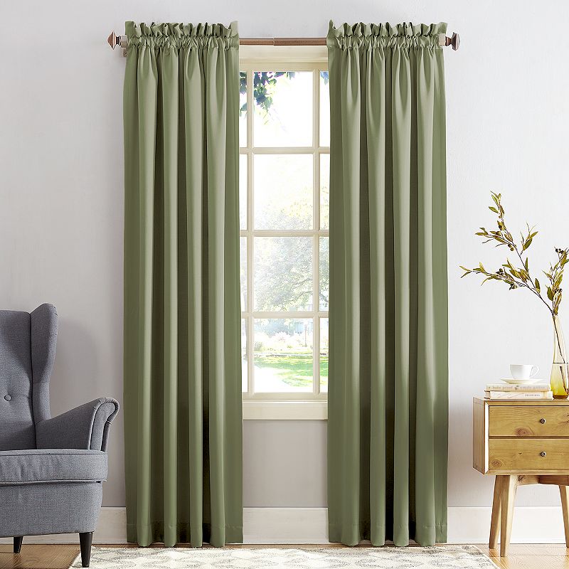 Sun Zero Kylee Energy Efficient Room Darkening Rod Pocket Curtain Panel  54  X 108   Sage Green