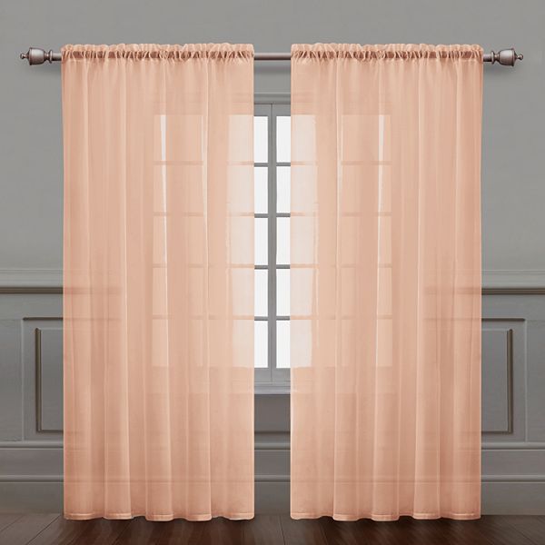 Vcny 1 Pack Infinity Sheer Window Curtain, Pale Peach Sheer Curtains