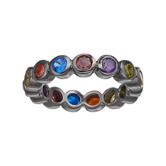 Sophie Miller Sterling Silver Lab-Created Blue Spinel & Cubic Zirconia Ring