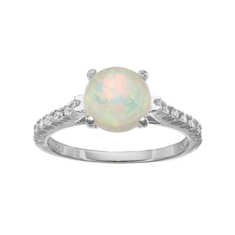 Sophie Miller Sterling Silver Lab-Created Opal & Cubic Zirconia Ring