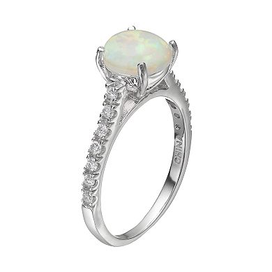 Sophie Miller Sterling Silver Lab-Created Opal & Cubic Zirconia Ring