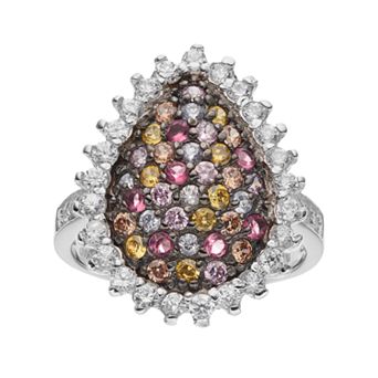 Sophie Miller Sterling Silver Cubic Zirconia Teardrop Ring