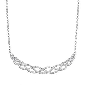 Sophie Miller Cubic Zirconia Sterling Silver Woven Necklace