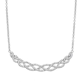 Sophie Miller Cubic Zirconia Sterling Silver Woven Necklace