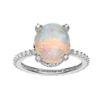 Sophie Miller Sterling Silver Lab-Created Opal & Cubic Zirconia Ring