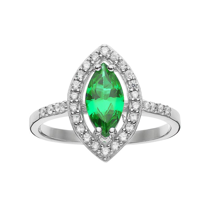 Sophie Miller Sterling Silver Cubic Zirconia Ring, Womens, Size: 5, Green