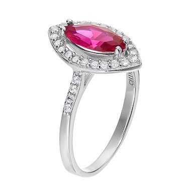 Sophie Miller Sterling Silver Lab-Created Ruby & Cubic Zirconia Ring
