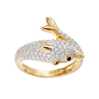 Sophie Miller 14k Gold Over Silver Cubic Zirconia Dolphin Ring