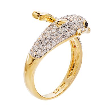 Sophie Miller 14k Gold Over Silver Cubic Zirconia Dolphin Ring