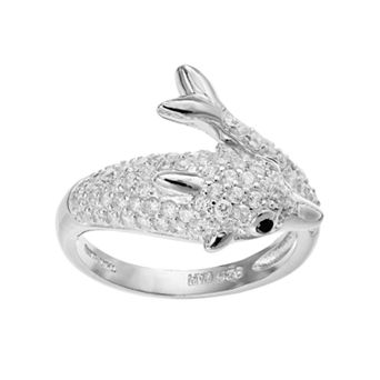 Sophie Miller Sterling Silver Cubic Zirconia Dolphin Ring