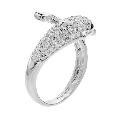 Sophie Miller Sterling Silver Cubic Zirconia Dolphin Ring