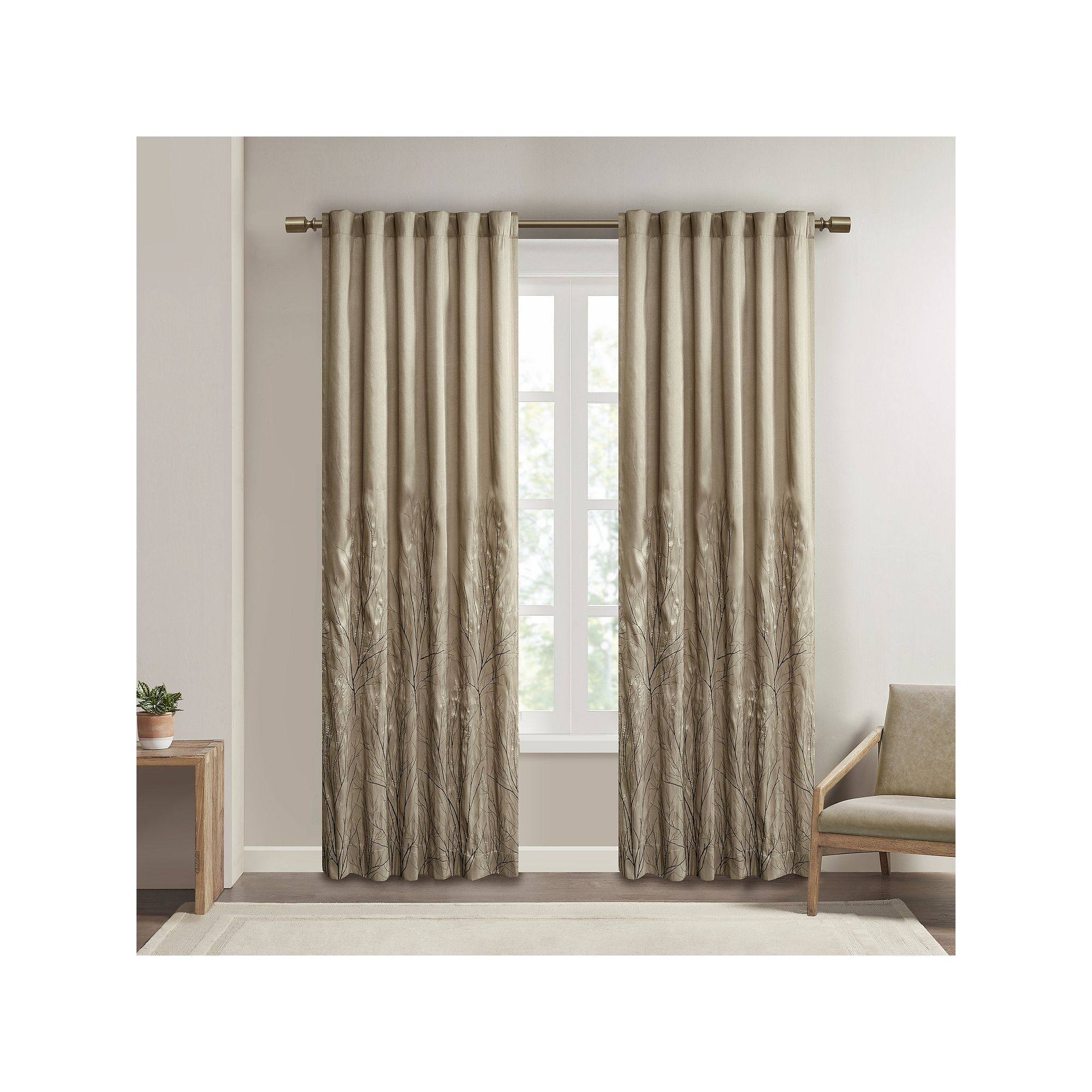 Madison Park 1-Panel Eliza Light Filtering Embroidered Window Curtain