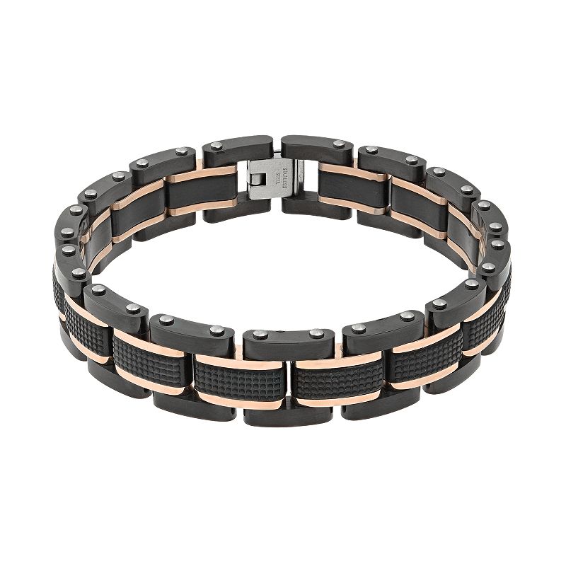 LYNX Two Tone Stainless Steel Mens Bracelet, Size: 8.5, Grey