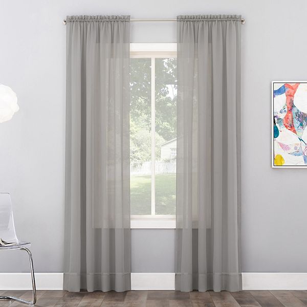 No. 918 1-Panel Calypso Sheer Voile Window Curtain - Silver Geay (59X63)
