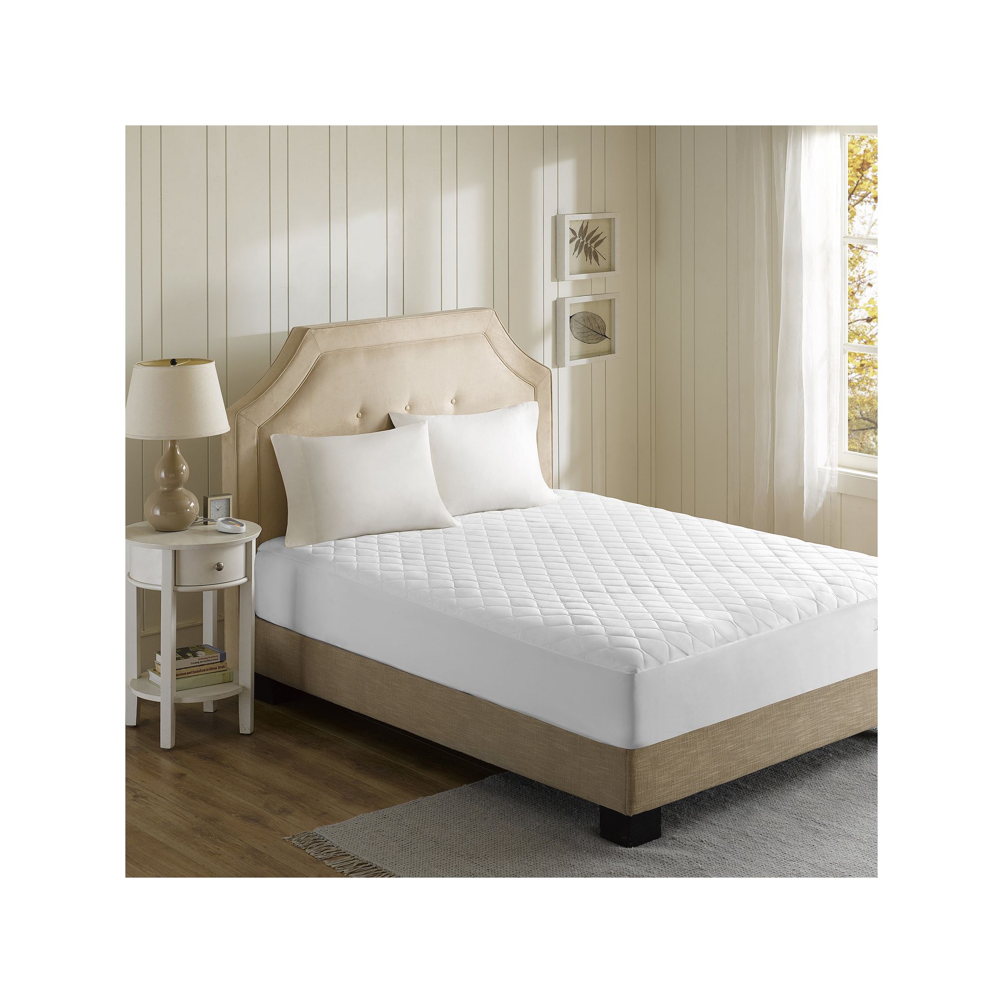 Beautyrest Microfiber Heated Mattress Pad with 3M Scotchgard, White