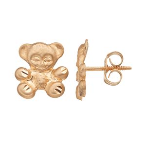 Kids' 14k Gold Teddy Bear Stud Earrings
