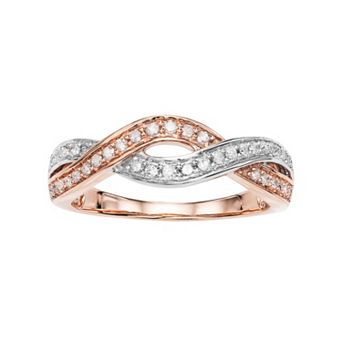 HDI Two Tone 10k Rose Gold 1/4 Carat T.W. Diamond Crisscross Ring
