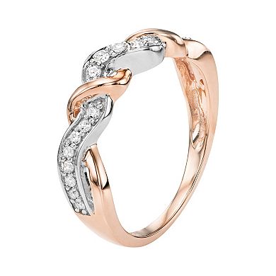 HDI Two Tone 10k Rose Gold 1/5 Carat T.W. Diamond Ring