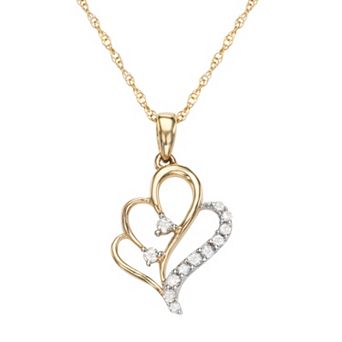 HDI 10k Gold 1/10 Carat T.W. Diamond Heart Pendant