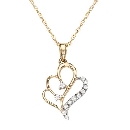 10k Gold 1/10 Carat T.W. Diamond Heart Pendant