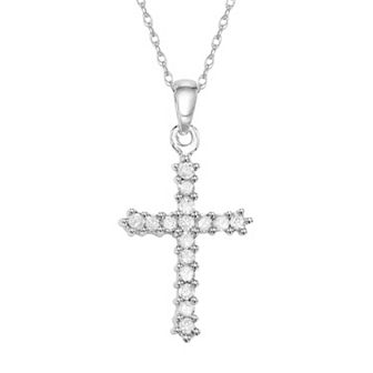 HDI 10k White Gold 1/4 Carat T.W. Diamond Cross Pendant