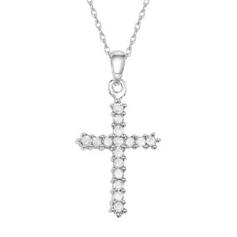 HDI 10k White Gold 1/4 Carat T.W. Diamond Cross Pendant