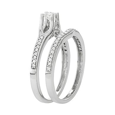 14k White Gold 1/2 Carat T.W. Diamond Engagement Ring Set