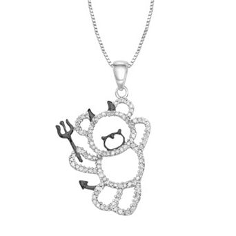 HDI Sterling Silver 1/3 Carat T.W. Diamond Devil Bear Pendant Necklace
