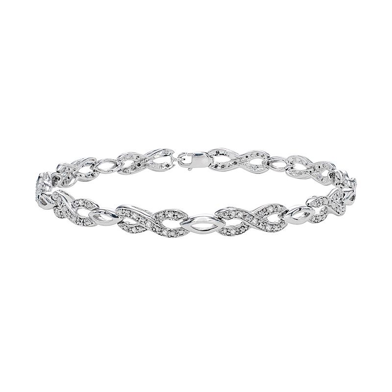 Sterling Silver 1/4 Carat T.W. Diamond Infinity Bracelet, Womens, Size: 7