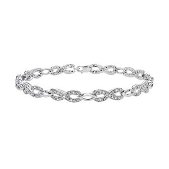 HDI Sterling Silver 1/3 Carat T.W. Diamond Infinity Bracelet