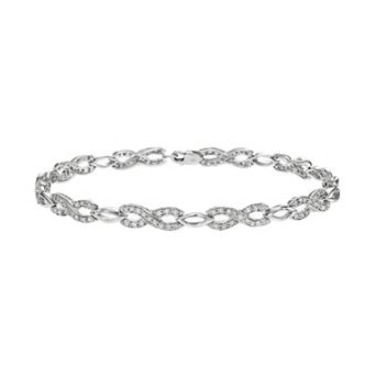 HDI Sterling Silver 3/4 Carat T.W. Diamond Infinity Bracelet