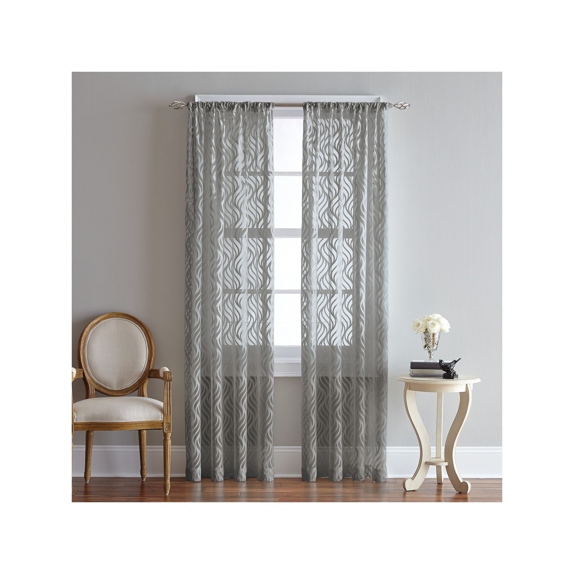 CHF 1-Panel Lyric Sheer Window Curtain, Gray