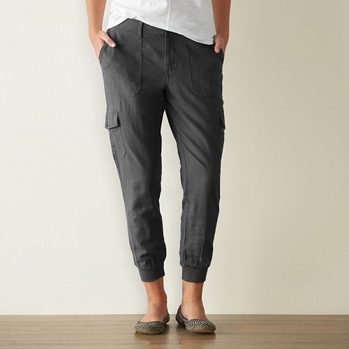 black linen jogger pants