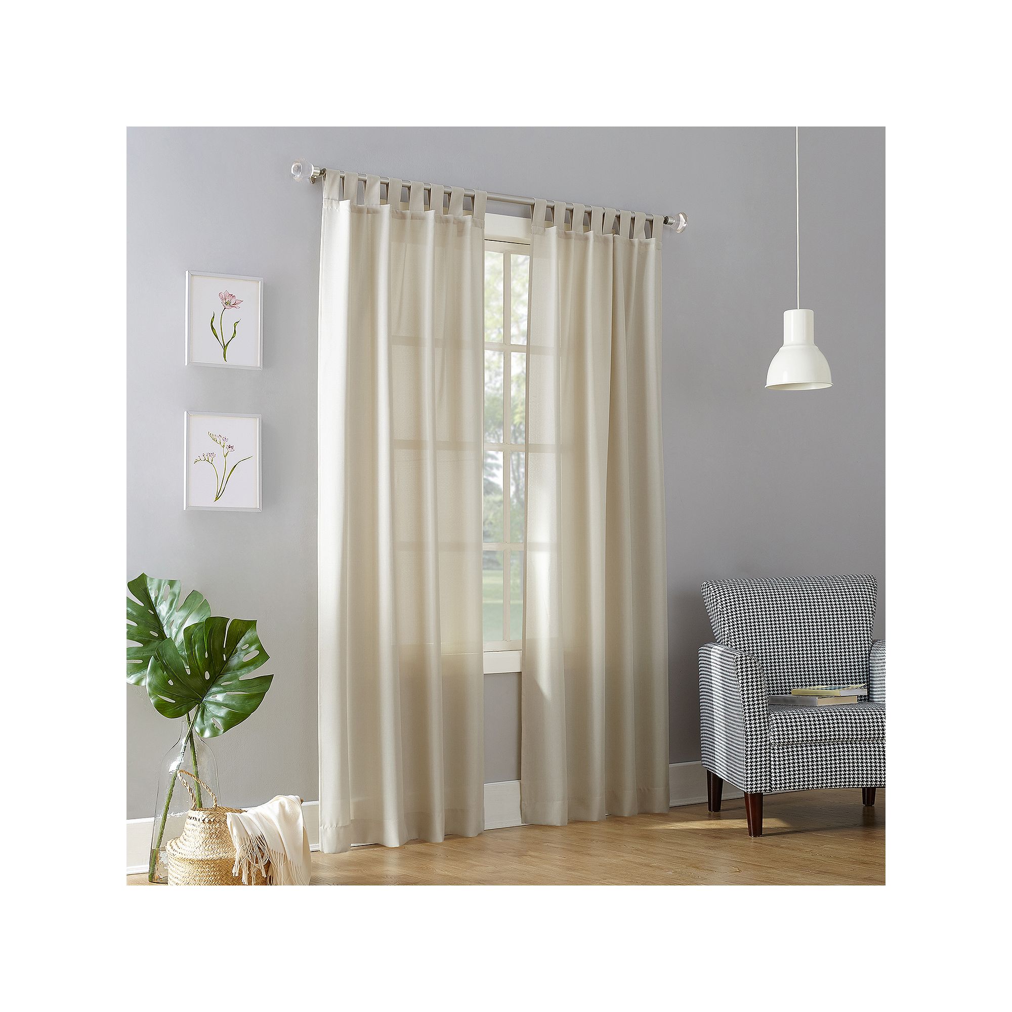 No. 918 1-Panel Jacob Tab Top Window Curtain, White