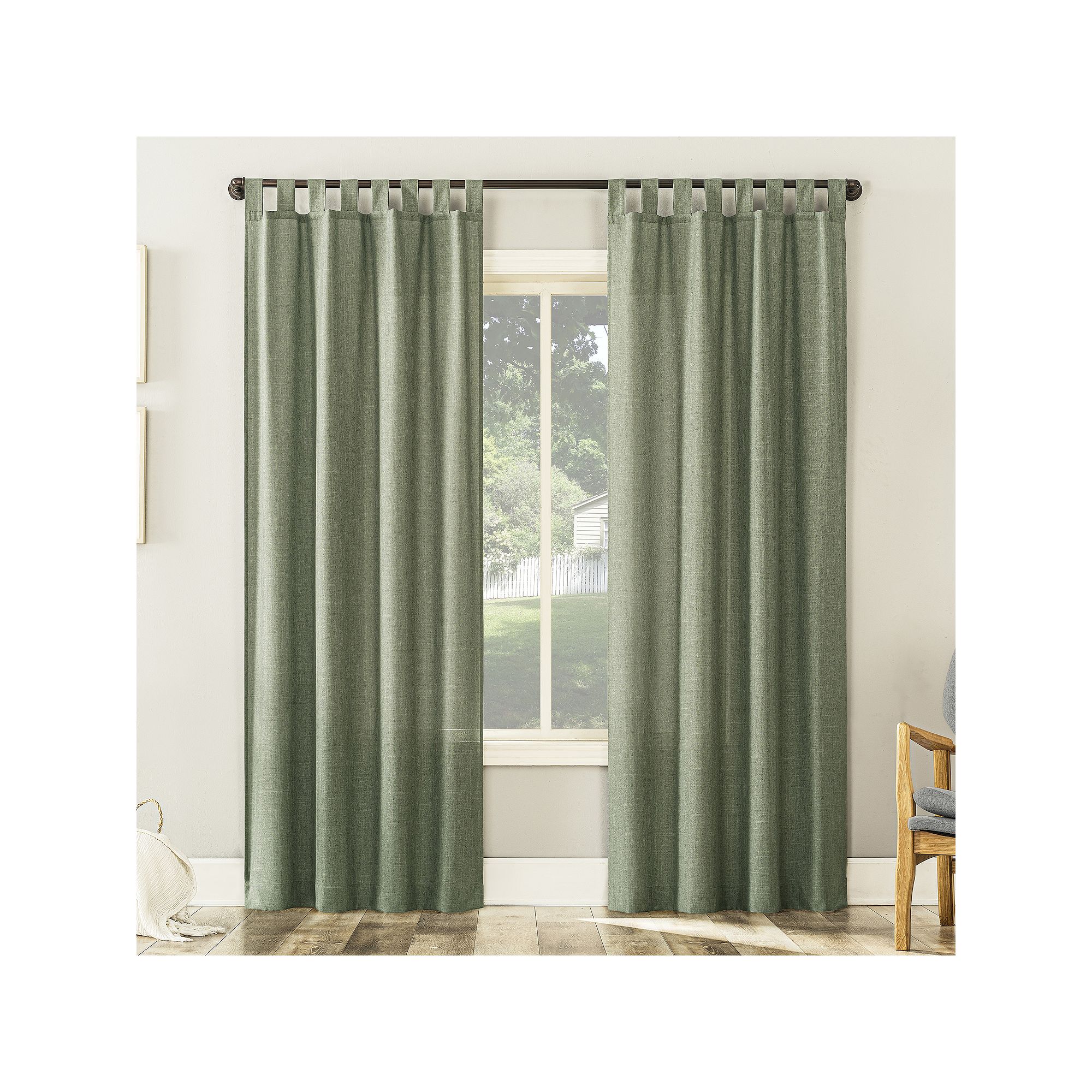 No. 918 1-Panel Jacob Tab Top Window Curtain, Moss Green