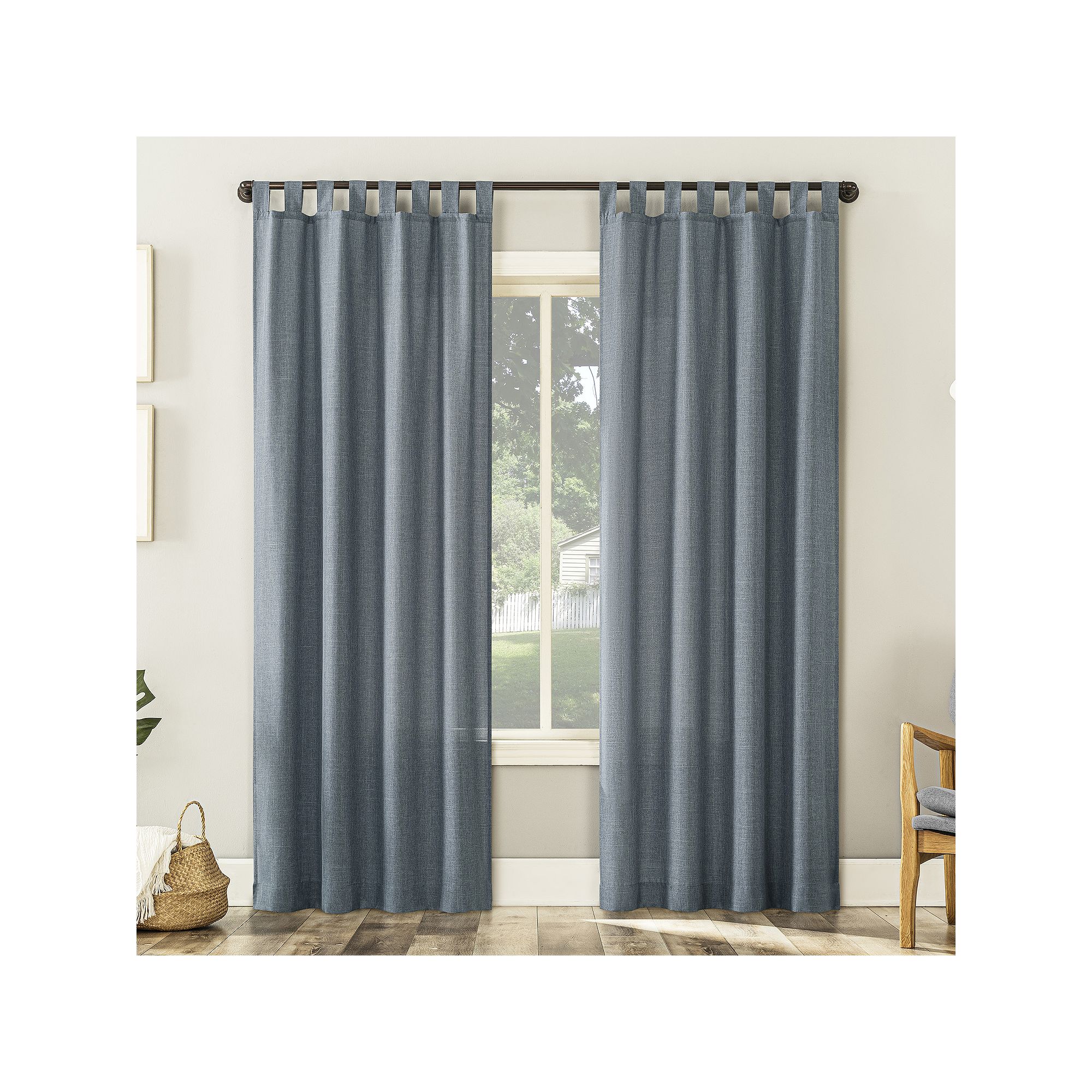 No. 918 1-Panel Jacob Tab Top Window Curtain, Blue Blue