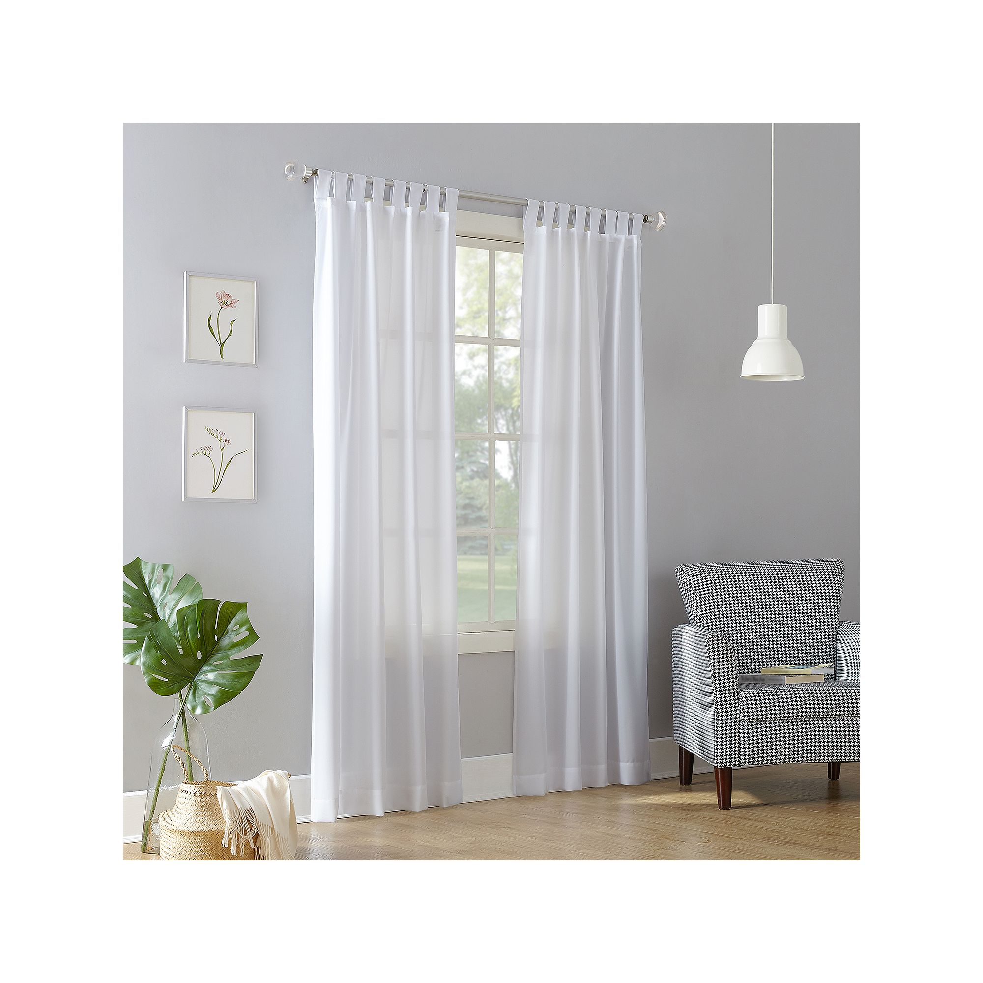 No. 918 1-Panel Jacob Tab Top Window Curtain, White