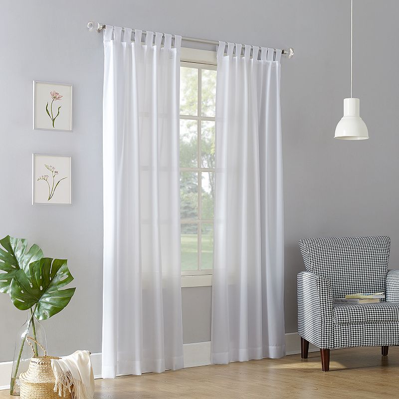 No. 918 Farrell Semi-Sheer Tab Top Curtain Panel  40  x 95    White