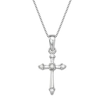 HDI Sterling Silver Diamond Accent Cross Pendant Necklace