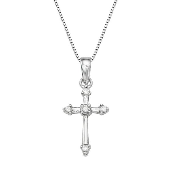 Sterling Silver Diamond Accent Cross Pendant Necklace