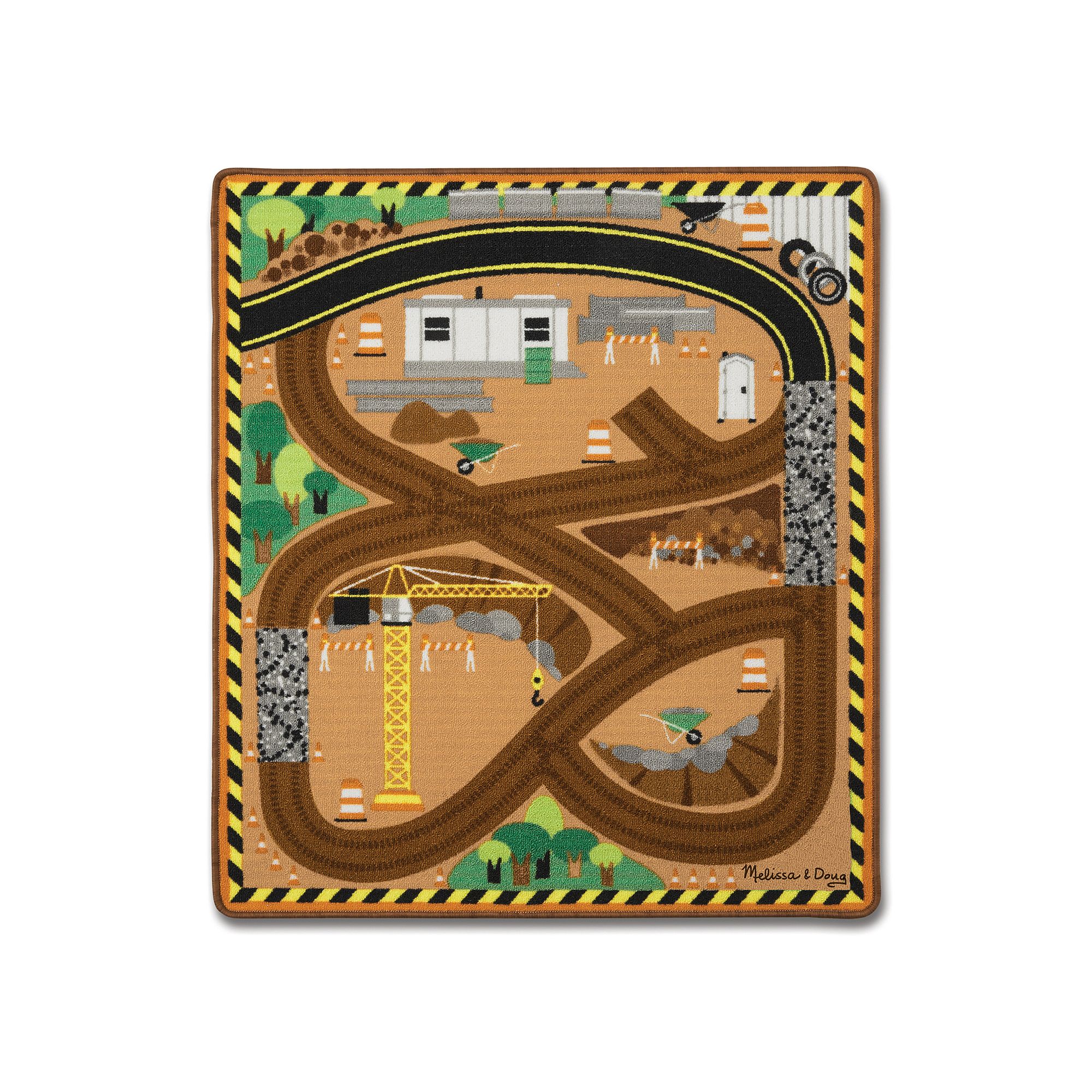 Melissa & Doug Round the Site Construction Truck Rug Play Set, Multicolor