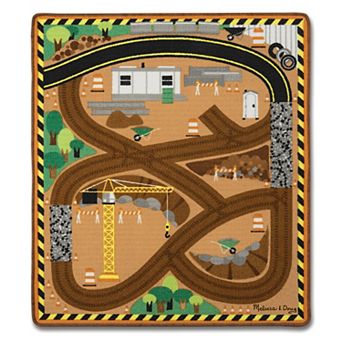 Melissa & Doug Round the Site Construction Truck Rug Play Set