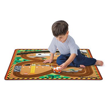 Melissa & Doug Round the Site Construction Truck Rug Play Set 