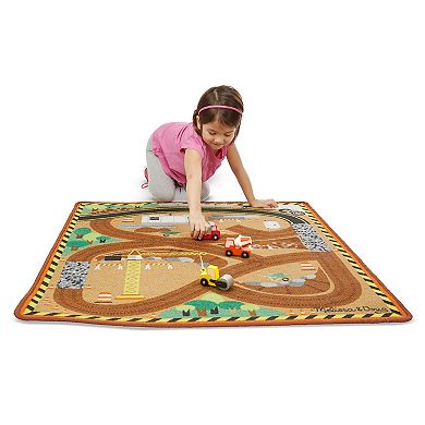 Melissa & Doug Round the Site Construction Truck Rug Play Set